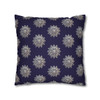 Pillow Case Silver Snowstorm in Midnight Blue Throw Pillow| Sterling Silver Snowflakes Throw Pillows | Living Room, Bedroom, Dorm Pillows