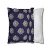 Pillow Case Silver Snowstorm in Midnight Blue Throw Pillow| Sterling Silver Snowflakes Throw Pillows | Living Room, Bedroom, Dorm Pillows