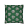 Pillow Case Silver Snowstorm in Green Throw Pillow| Sterling Silver Snowflakes Throw Pillows | Living Room, Bedroom, Dorm Room Pillows