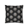 Pillow Case Silver Snowstorm in Black Throw Pillow| Sterling Silver Snowflakes Throw Pillows | Living Room, Bedroom, Dorm Room Pillows