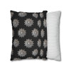 Pillow Case Silver Snowstorm in Black Throw Pillow| Sterling Silver Snowflakes Throw Pillows | Living Room, Bedroom, Dorm Room Pillows