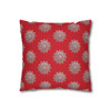 Pillow Case Silver Snowstorm in Dark Red Throw Pillow| Sterling Silver Snowflakes Throw Pillows | Living Room, Bedroom, Dorm Pillows