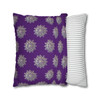 Pillow Case Silver Snowstorm in Deep Purple Throw Pillow| Sterling Silver Snowflakes Throw Pillows | Living Room, Bedroom, Dorm Pillows