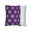 Pillow Case Silver Snowstorm in Deep Purple Throw Pillow| Sterling Silver Snowflakes Throw Pillows | Living Room, Bedroom, Dorm Pillows