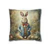 Pillow Case Garden Rabbit Easter Throw Pillow| Old World Style Easter Bunny Throw Pillows | Living Room, Bedroom, Dorm Room Pillows