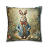 Pillow Case Garden Rabbit Easter Throw Pillow| Old World Style Easter Bunny Throw Pillows | Living Room, Bedroom, Dorm Room Pillows