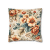 Vintage Floral Orange, Teal and Cream Throw Pillows| BohoThrow Pillows | Living Room, Bedroom, Dorm Room Pillows