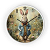 Wonderland Rabbit Wall Clock| Whimsical Fantasy Design| Rabbit Lover| 10 Inch Round| Christmas Birthday Nursery| Battery Silent Mechanism