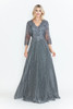 Lenovia 8341C Mothers Formal Gown With Matching Lace Jacket Charcoal gray