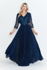 Lenovia 8341C Mothers Formal Gown With Matching Lace Jacket Navy blue