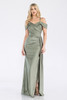 Lenovia 5320D Long Bridesmaid Gown Off The Shoulder Styling Sage green