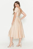 Lenovia 5274 Short Satin Bridesmaid Dress With Belted Waist Back Champagne Gold