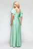 Lenovia 5277 Satin Bridesmaid Gown Flutter sleeves Sage green back