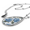 Blue Rose Oval Necklace Design teardrop zinc alloy 20 inch chain christmas gift birthday women teen girl unique aluminum