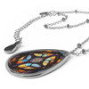 Stained Glass Look Oval Necklace Design teardrop zinc alloy 20 inch chain christmas gift birthday women teen girl unique aluminum
