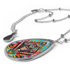 Aztec Design Oval Necklace Teardrop zinc alloy 20 inch chain christmas gift birthday women teen girl unique aluminum