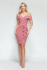 Lenovia 3097 Short Techno Crepe Cocktail Dress With Ruffle Mauve