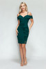 Lenovia 3097 Short Techno Crepe Cocktail Dress With Ruffle Hunter green