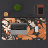 Abstract Fall Floral Design Desk Mat| Orange and Black| Three Sizes| Mousepad Desk Protector