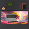 Tree of Life Rowan Tree in Pink and Yellow Desk Mat. Unique gaming pad or desk protector. Three sizes for all of your mousepad needs.