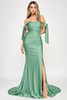 Lenovia 8358 Off the Shoulder Ribbon Strap Formal Prom Gown Lenovia 8358 Off the Shoulder Ribbon Strap Formal Prom Gown