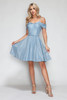 Lenovia 3092 Short Stretch Metallic Homecoming Dress