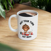 Funny Thanksgiving Ceramic Mug - Holiday Mug, Cute Turkey and Santa Design, Christmas Present, Funny Coffee Mug