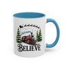 Festive 'Believe' Santa and Reindeer, Train Coffee Mug, Holiday Gift, Christmas Cup, Winter Decor