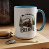 Festive 'Believe' Santa and Reindeer, Train Coffee Mug, Holiday Gift, Christmas Cup, Winter Decor
