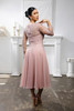 Mayqueen MQ2108 Tea Length Mother Of The Bride Dress In Chiffon And Lace