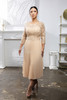 MayQueen MQ-2189 Tea Length Mother of the Bride Gown in Lace and Pleated Chiffon