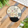 Patchwork Quilt Mouse Pad With Wrist Rest – Vintage Pattern, Desk Accessory for Home Office, Gifts for Gamers, Students, Work Organization