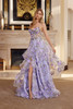 Nox Anabel G1783 Organza Floral Print Layered Prom Gown With Corset