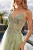 Nox Anabel C1843 Mesh Peaked Neckline Prom Gown With Sequins And Thigh-High Slit