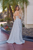 Nox Anabel E1925 Satin Polka Dot Halter Style Prom Gown