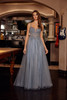 Nox Anabel F1726 Floor Length Shimmer Tulle Prom Gown With Corset Back