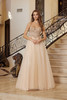 Nox Anabel F1726 Floor Length Shimmer Tulle Prom Gown With Corset Back