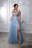 MayQueen 2209 Shimmer Tulle Prom Gown With Lace-up Back