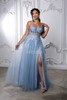 MayQueen 2209 Shimmer Tulle Prom Gown With Lace-up Back