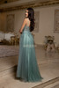 MayQueen 2209 Shimmer Tulle Prom Gown With Lace-up Back