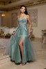 MayQueen 2209 Shimmer Tulle Prom Gown With Lace-up Back
