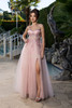 MayQueen 2209 Shimmer Tulle Prom Gown With Lace-up Back