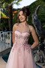 MayQueen 2209 Shimmer Tulle Prom Gown With Lace-up Back
