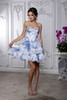 MayQueen 2215 Short Chiffon Layered Floral Print Homecoming Dress