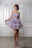 MayQueen 2214 Short Layered Print Homecoming Or Prom Gown