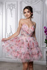 MayQueen 2214 Short Layered Print Homecoming Or Prom Gown