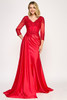 Lenovia 8366 Satin And Lace Formal Evening Gown With Sleeves