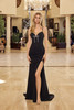 Nox Anabel Y1807 Stretch Satin Prom Dress With Rhinestones