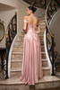 May Queen MQ2187 Satin Bridesmaid Formal Gown With Corset Back