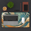 Art Nouveau Style Ocean Waves Desk Mat Mousepad in Teal and Peach